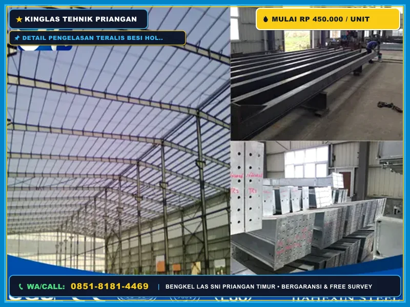 Detail pengelasan teralis besi hollow untuk pengaman AC outdoor