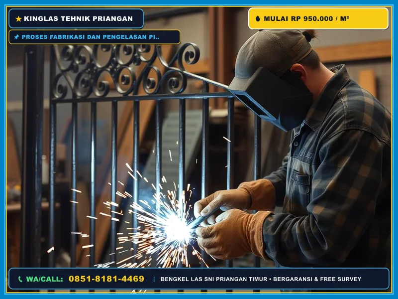 Proses fabrikasi dan pengelasan pintu folding gate di bengkel las