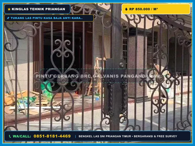 Rangka baja galvanis anti karat untuk pintu keamanan rumah