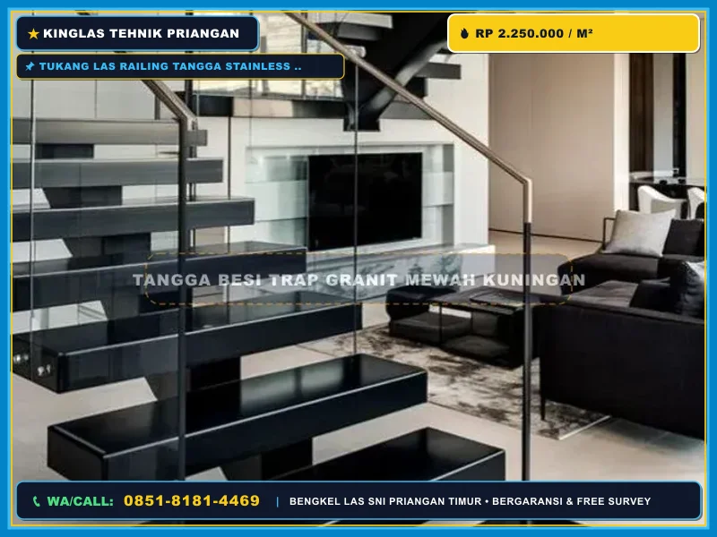 Detail pengelasan TIG railing tangga stainless steel SUS 304