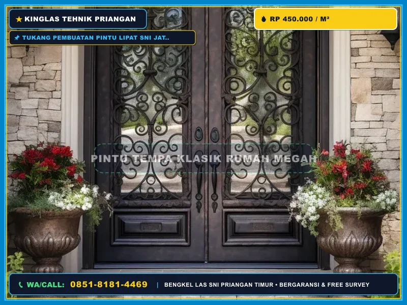 Detail las, rel, roda, dan rangka pintu folding gate besi