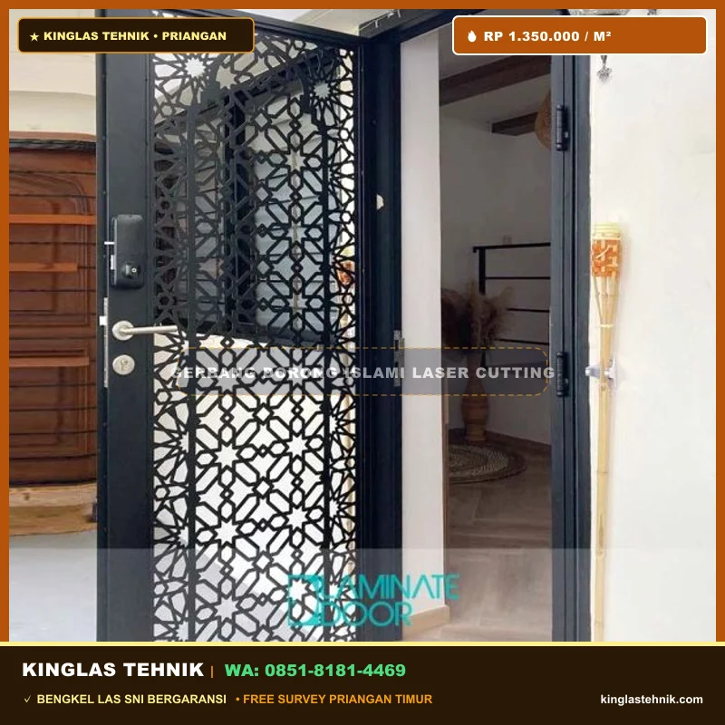 Gerbang Dorong Laser Cutting Motif Islami
