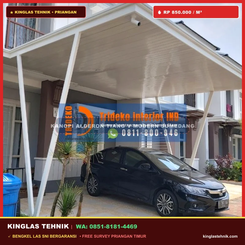 Kanopi Alderon Twinwall Tiang V Modern Elegan Sumedang