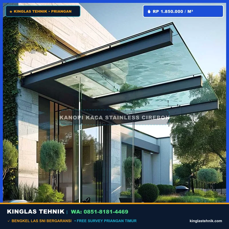 Kanopi Kaca Tempered Laminated Stainless Cirebon