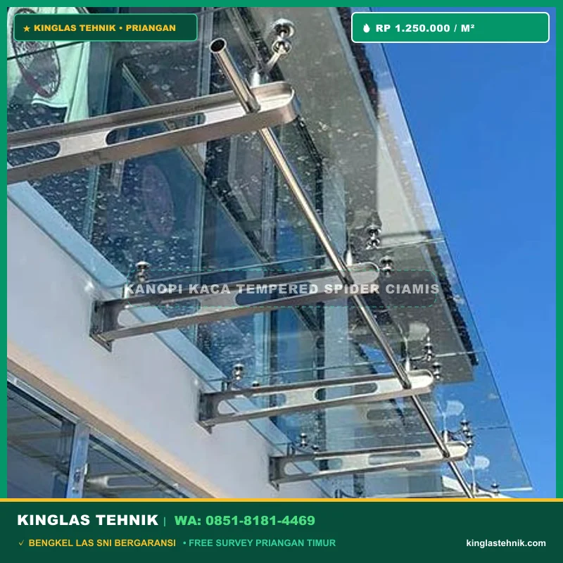Kanopi Kaca Tempered Spider Ciamis