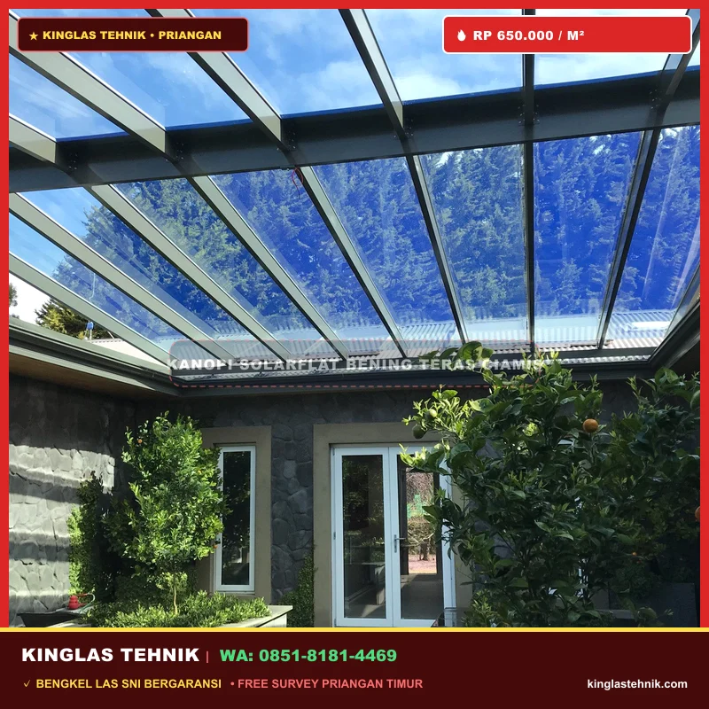 Kanopi Solarflat Bening Teras Samping Taman Ciamis