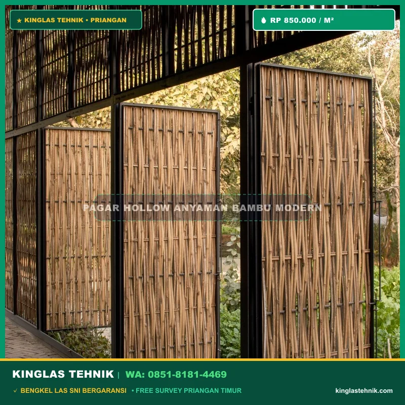 Pagar Besi Hollow Motif Anyaman Bambu Modern Sumedang