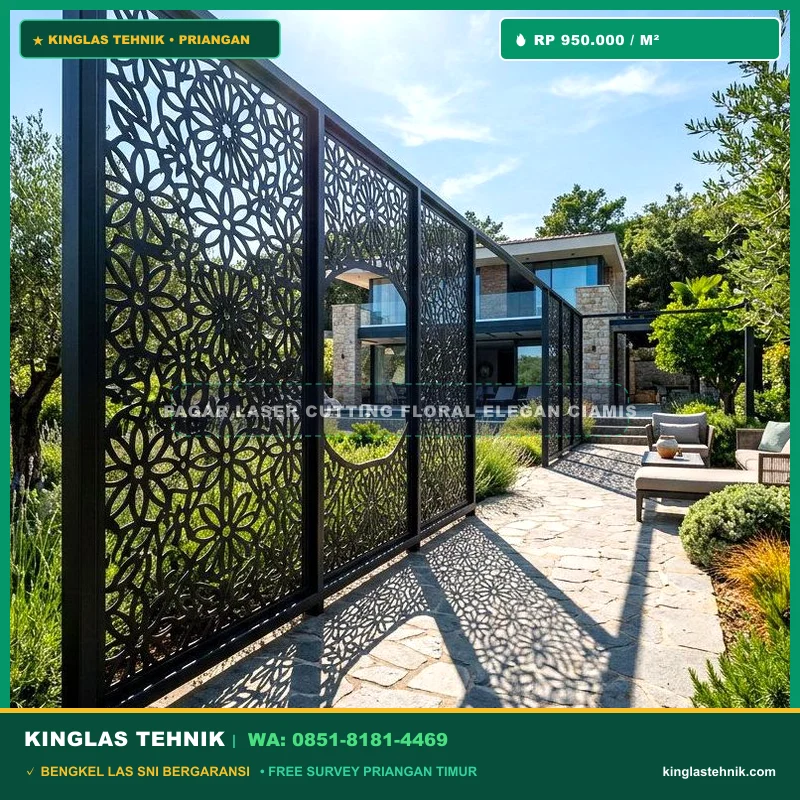Pagar Laser Cutting Floral Elegan Ciamis