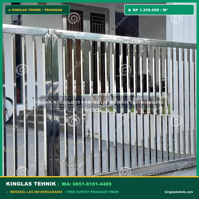 Pagar Stainless Minimalis untuk Rumah Mewah Tasikmalaya