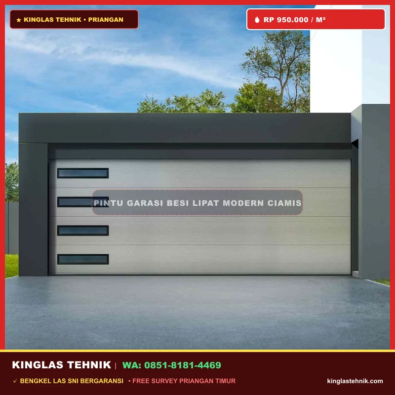 Pintu Garasi Besi Dorong Lipat Modern Ciamis