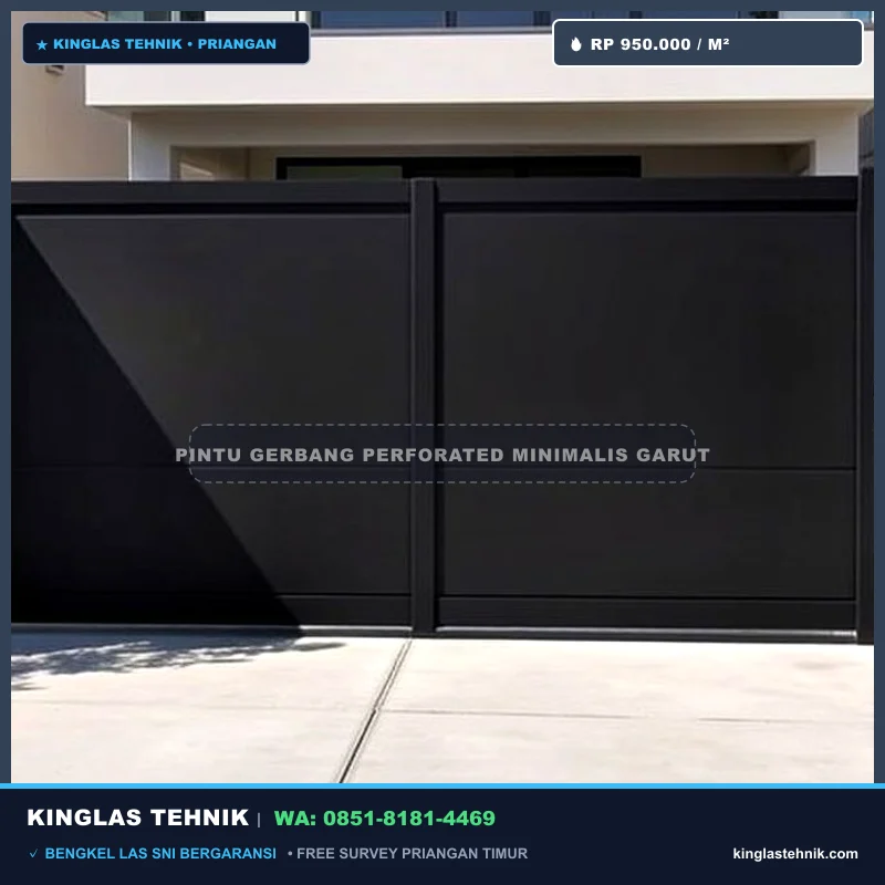 Pintu Gerbang Minimalis Kisi-Kisi Plat Perforated Garut