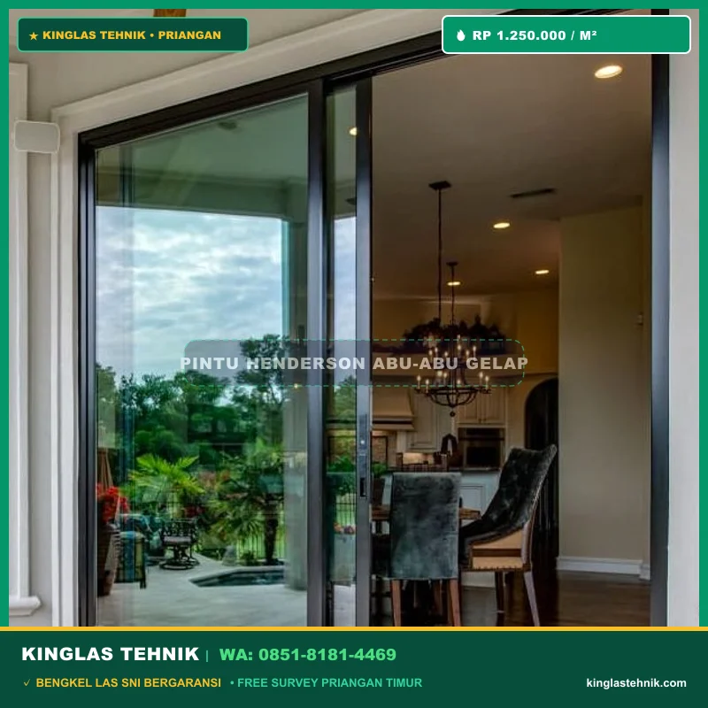 Pintu Henderson Minimalis Abu-Abu Gelap Cirebon