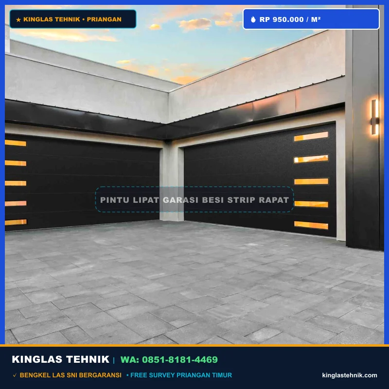 Pintu Lipat Garasi Besi Plat Strip Rapat Sumedang