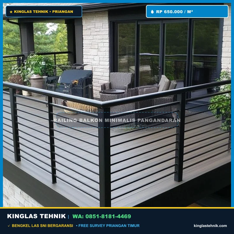 Railing Balkon Besi Hollow Hitam Doff Minimalis Pangandaran