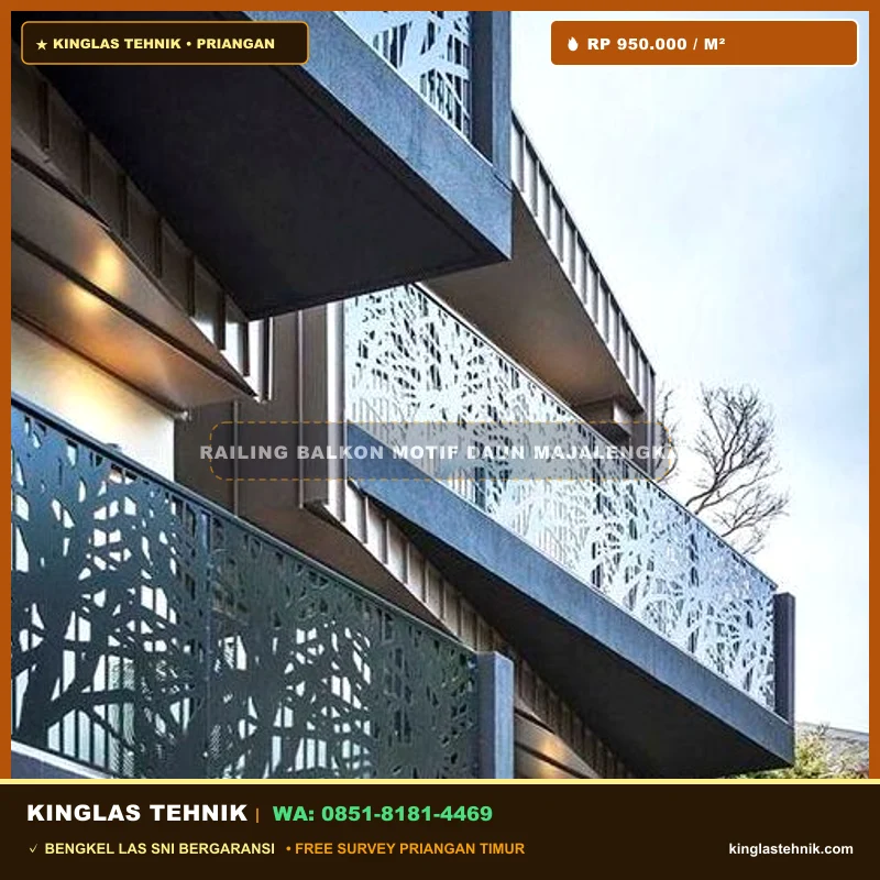 Railing Balkon Plat Besi Cutting Motif Daun Majalengka