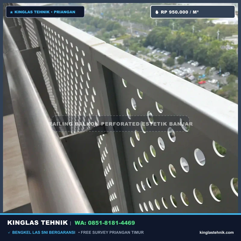 Railing Balkon Plat Perforated Lubang Bulat Estetik Banjar