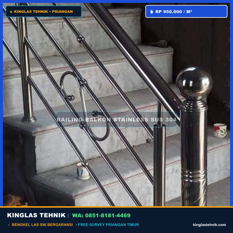 Railing Balkon Stainless Steel SUS 304 Pipa Bulat