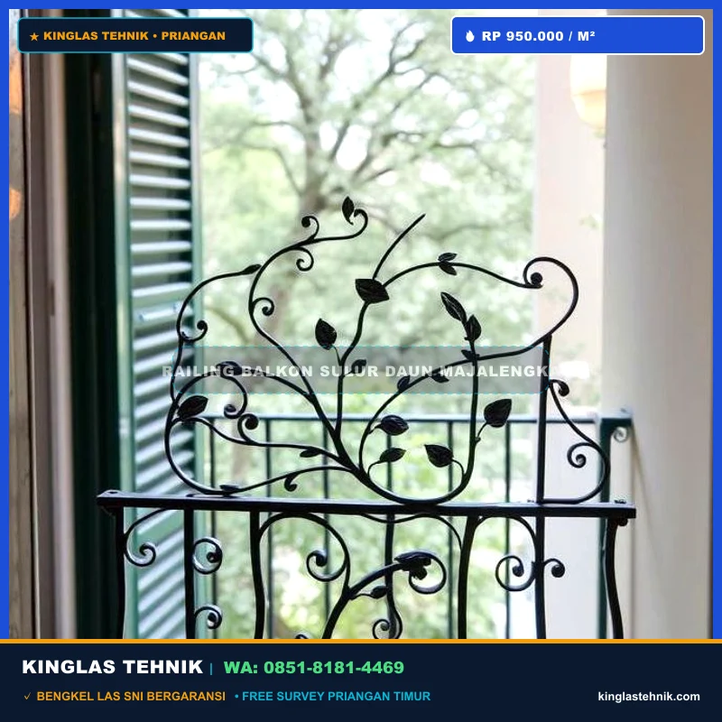 Railing Balkon Besi Tempa Motif Sulur Daun Majalengka