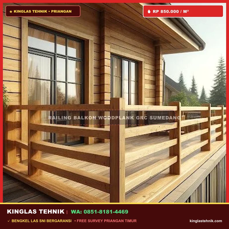 Railing Balkon Woodplank GRC Tampilan Hangat Sumedang