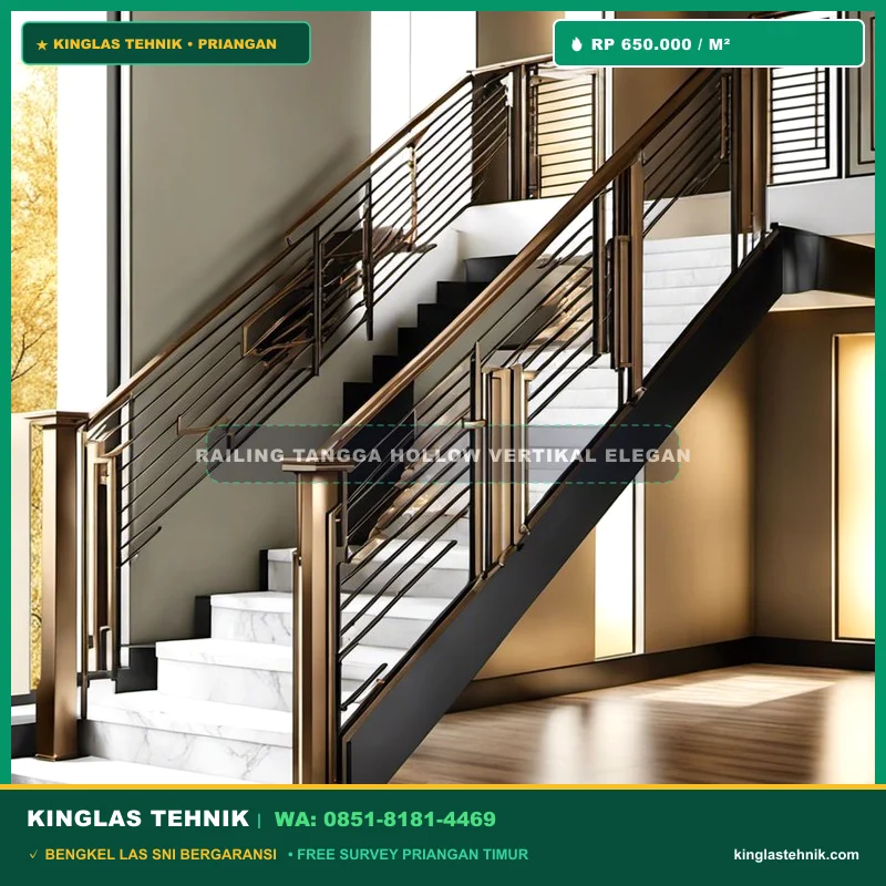 Railing Tangga Besi Hollow Vertikal Rapat Elegan Singaparna