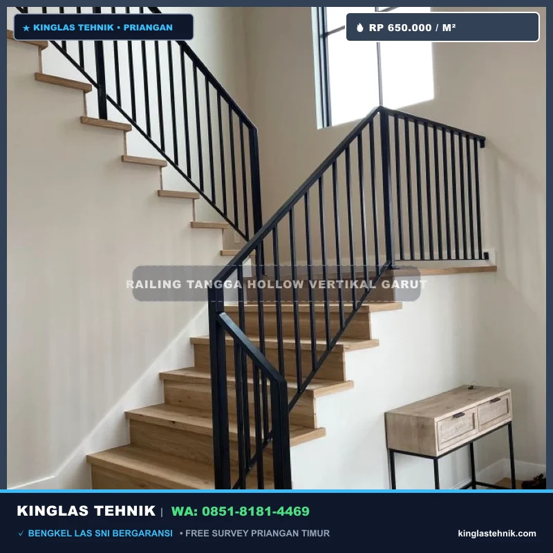 Railing Tangga Besi Hollow Vertikal Ramping Garut