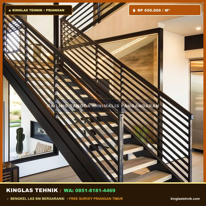 Railing Tangga Minimalis Rangka Pipa Galvanis Hitam Pangandaran