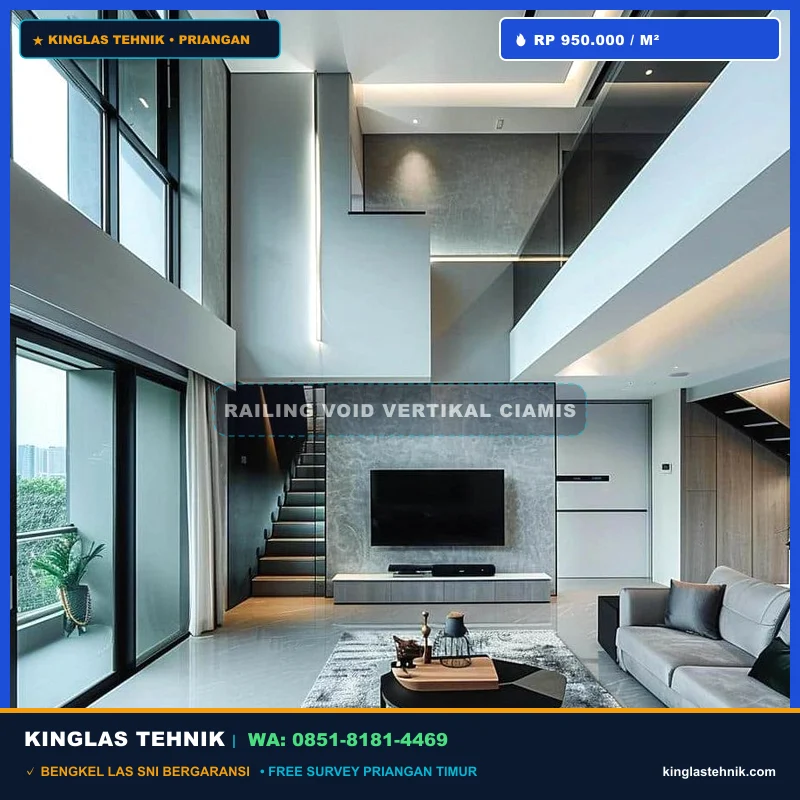 Railing Void Lantai Dua Model Kisi-Kisi Vertikal Ciamis