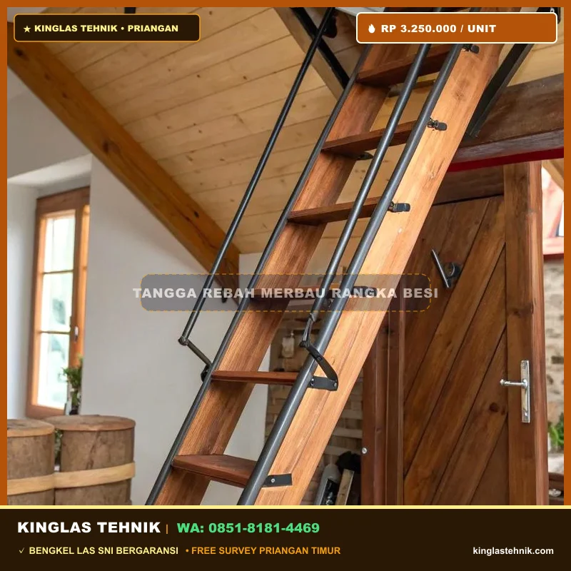 Tangga Rebah Trap Kayu Merbau Rangka Besi Majalengka