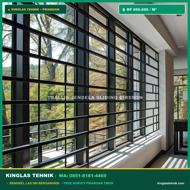 Trallis Jendela Model Geser Sliding Buka Tutup Cirebon