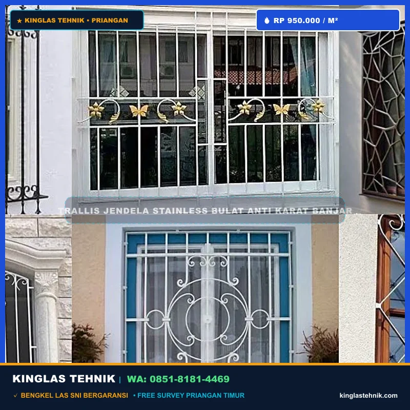 Trallis Jendela Stainless Bulat Anti Karat Banjar